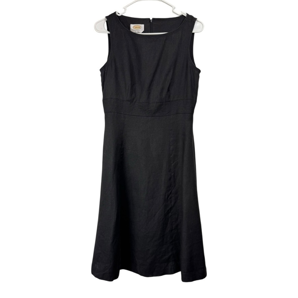 Vintage Talbots Size 4 Irish Linen Black Sleeveless Dress Fit & Flare Classic